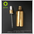 Cosmetic glass and metal overshell bulb dropper gold empty containers for skincare packaging